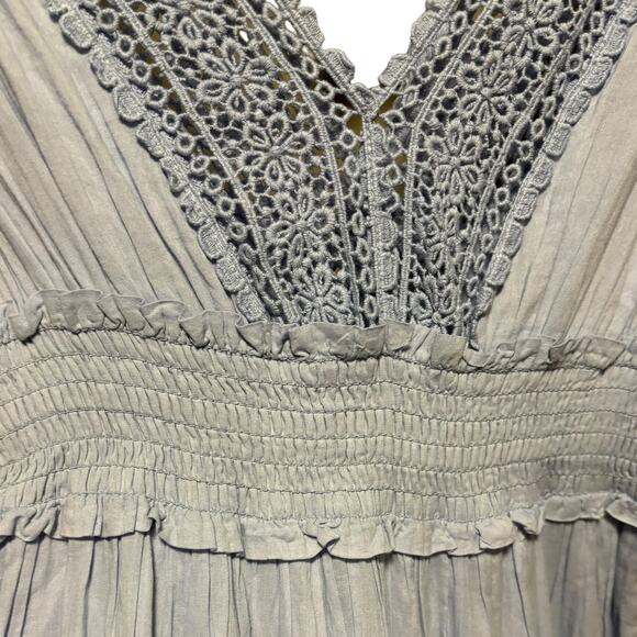 New Raga Ombre Maxi Dress Women's Size S Rare Sample Blues Lace Eyelet Tassels - Picture 2 of 14